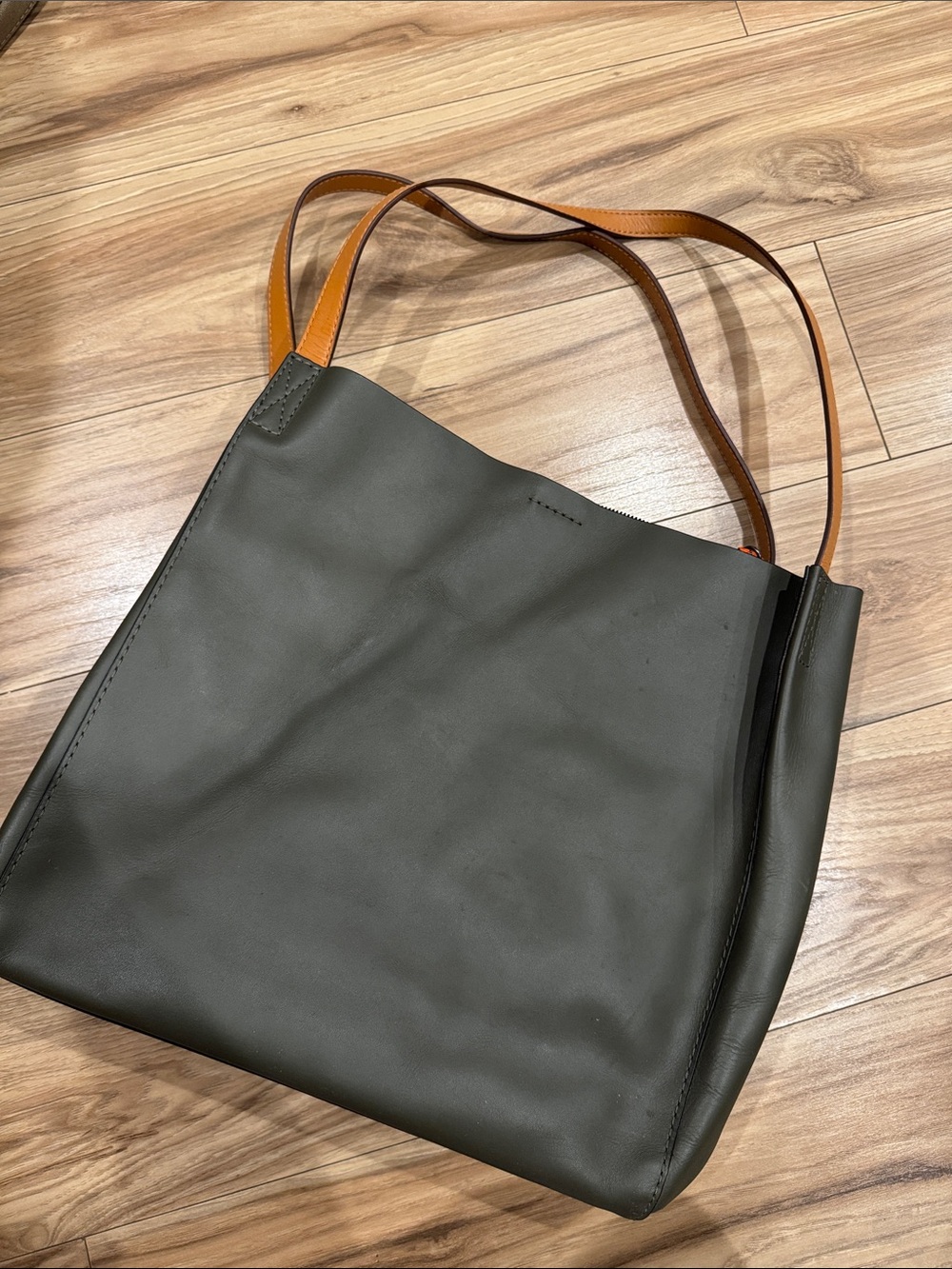 rag & bone Olive Green Passenger Leather Tote with Tan Straps